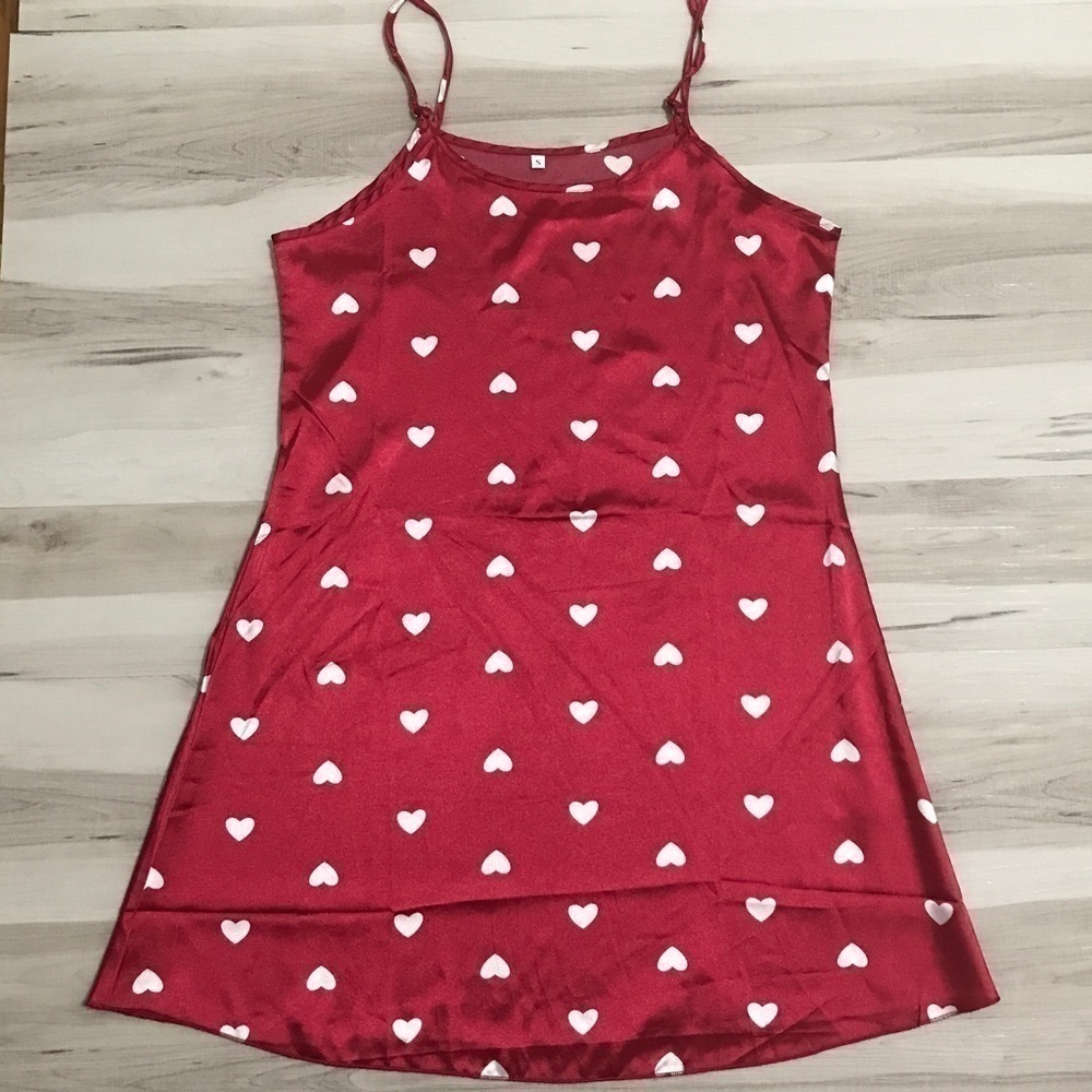 Red & white hearts satin nightgown. New. - Picture 8 of 10